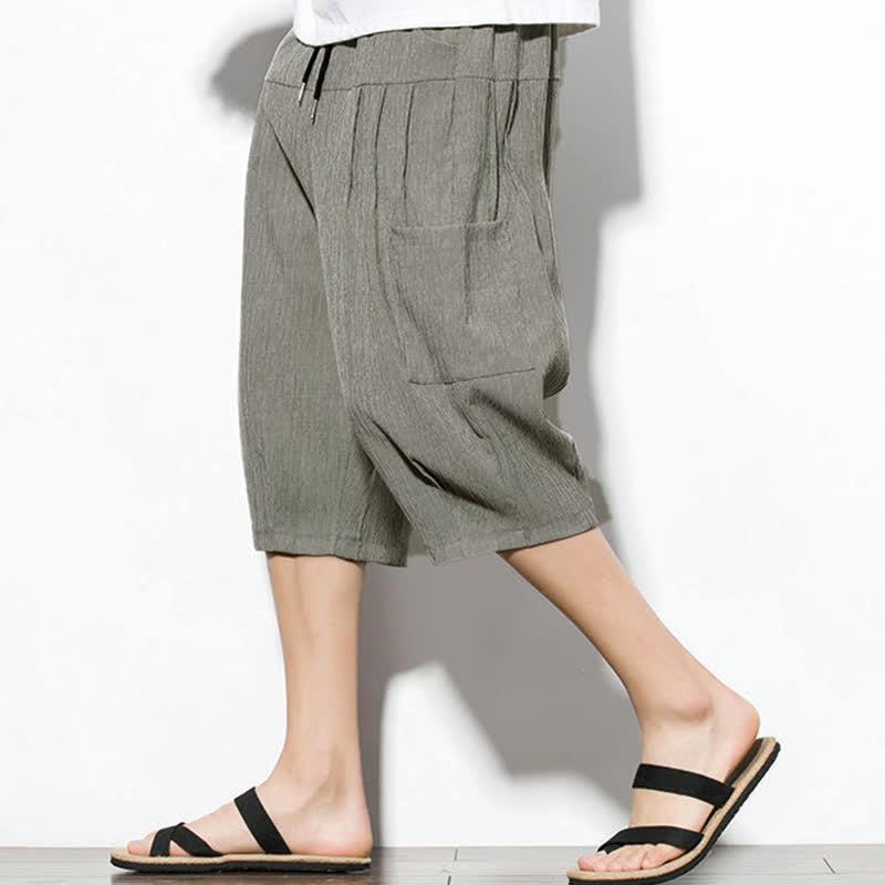 Buddha Stones Summer Casual Minimalist Drawstring Solid Men's Cropped Pants With Pocket - DarkGray - US/UK/AU46, EU56 (5XL) - image 18
