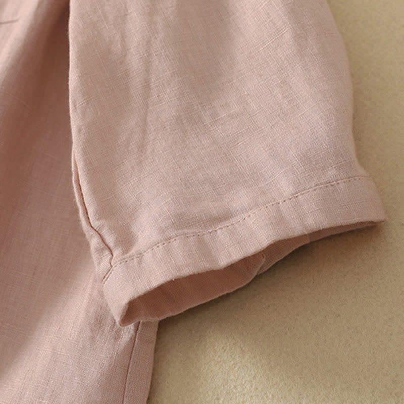 Buddha Stones Summer Casual Minimalist Button-Up Solid Women's Short Sleeve Shirts With Pocket - image 14