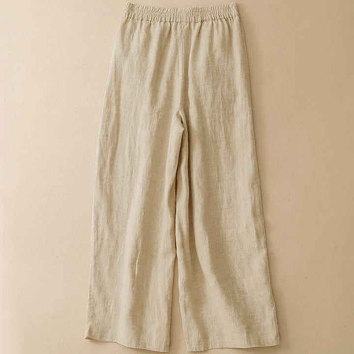 Buddha Stones Summer Casual Hollow Embroidery Hem Solid Ankle Pants Women's Harem Pants With Pocket - image 12