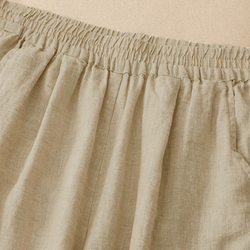 Buddha Stones Summer Casual Hollow Embroidery Hem Solid Ankle Pants Women's Harem Pants With Pocket - image 13
