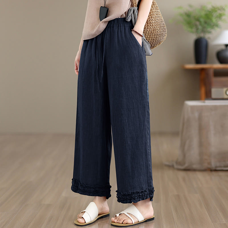 Buddha Stones Summer Casual Drawstring Solid Cropped Pants Women's Harem Pants With Pocket - image 12