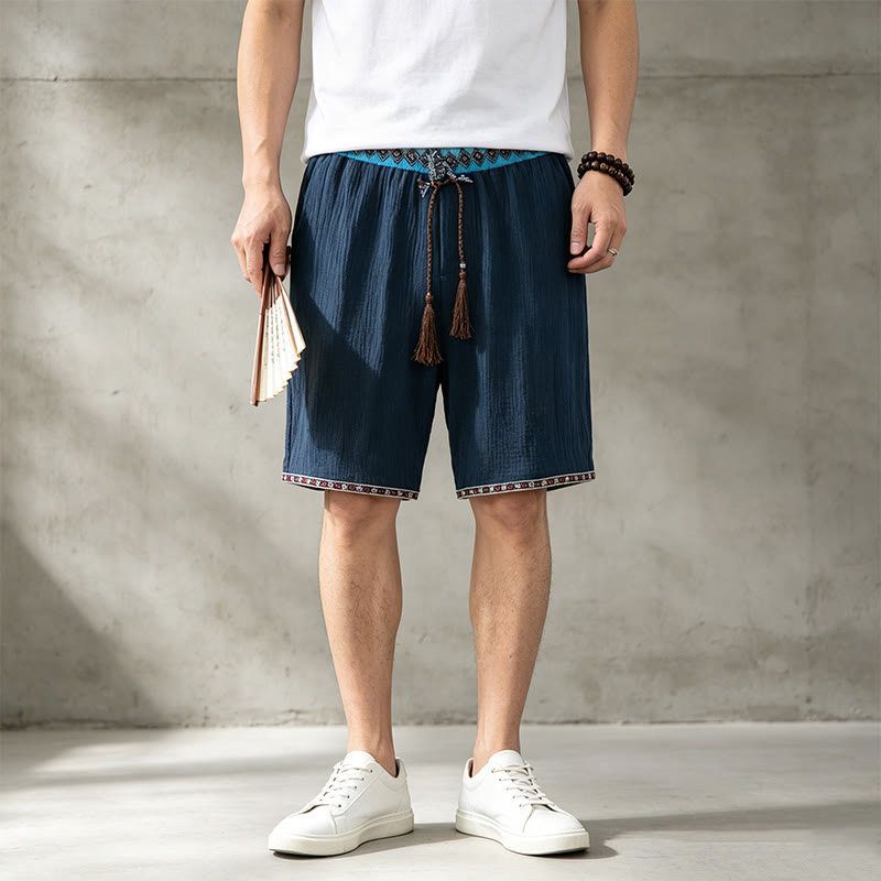 Buddha Stones Summer Boho Casual Drawstring Geometric Bermuda Shorts Men's  With Pockets - image 9