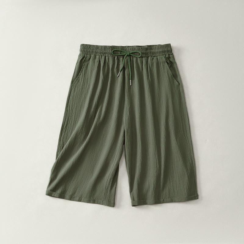 Buddha Stones Summer Casual Drawstring Solid Bermuda Shorts Women's Straight Leg Pants With Pockets - DarkOliveGreen - US14，UK/AU18，EU46 (3XL) - image 7