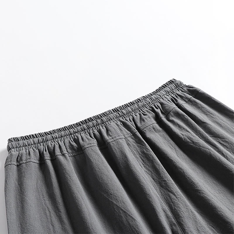 Buddha Stones Summer Casual Drawstring Elastic Waist Solid Ankle Pants Men's Tapered Pants With Pockets - image 3
