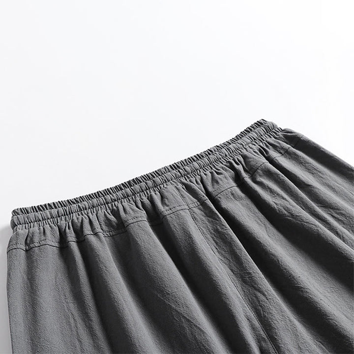 Buddha Stones Summer Casual Drawstring Elastic Waist Solid Ankle Pants Men's Tapered Pants With Pockets - image 3