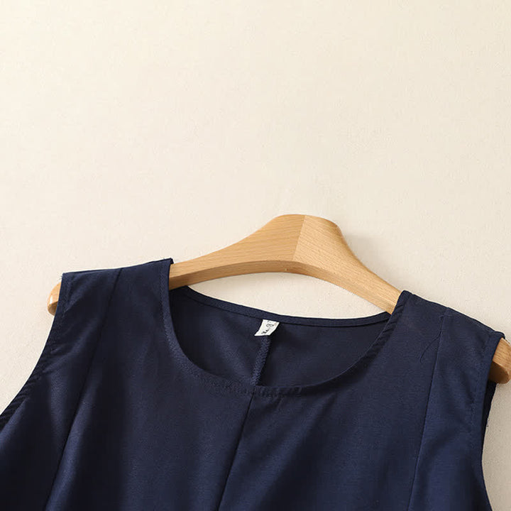 Buddha Stones Summer Minimalist Basic Solid Crew Neck Tank Top Women's Sleeveless T-Shirts - image 1