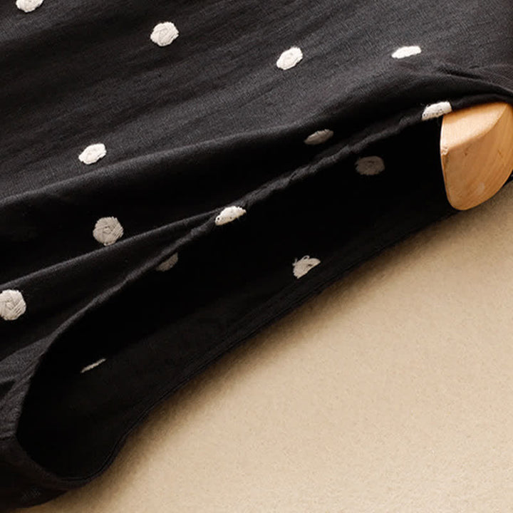 Buddha Stones Summer Casual Vintage Drawstring Polka Dot Crew Neck Women's Summer Sleeveless Dress With Pocket - image 11