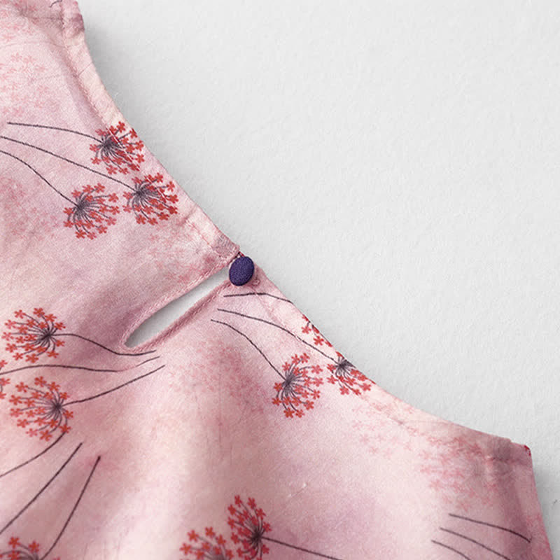 Buddha Stones Summer Casual Elegant Drawstring Floral Women's Elbow-Length Sleeve Dress With Pocket - image 4