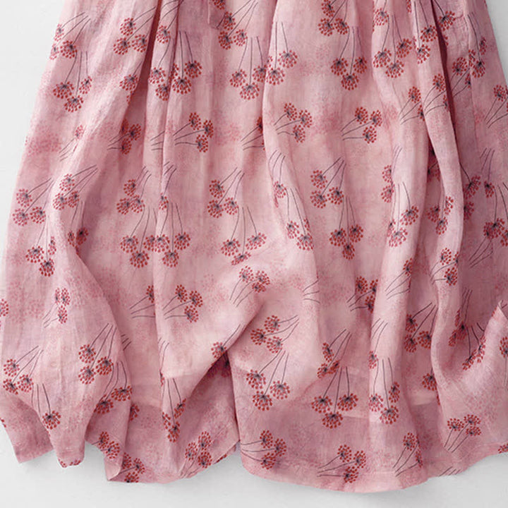 Buddha Stones Summer Casual Elegant Drawstring Floral Women's Elbow-Length Sleeve Dress With Pocket - image 9