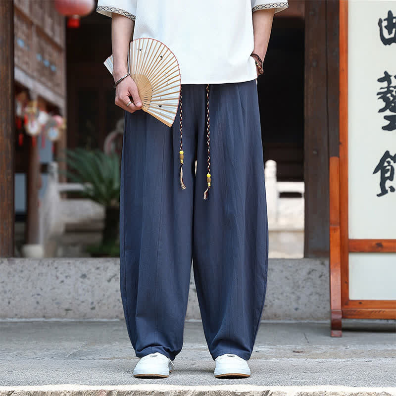 Buddha Stones Summer Casual Minimalist Drawstring Solid Ankle Pants Men's Straight Leg Pants With Pockets - image 14