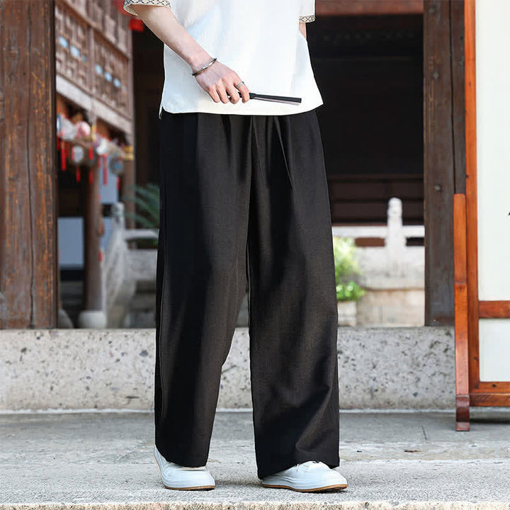 Buddha Stones Summer Casual Minimalist Drawstring Elastic Waist Solid Ankle Pants Men's Straight Leg Pants With Pocket - image 10