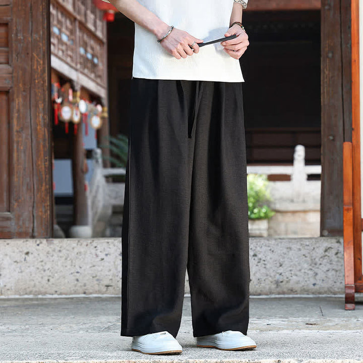 Buddha Stones Summer Casual Minimalist Drawstring Elastic Waist Solid Ankle Pants Men's Straight Leg Pants With Pocket - image 7