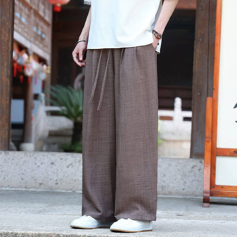 Buddha Stones Summer Casual Minimalist Drawstring Elastic Waist Solid Ankle Pants Men's Straight Leg Pants With Pocket - image 17