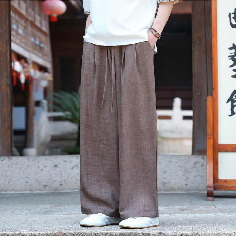 Buddha Stones Summer Casual Minimalist Drawstring Elastic Waist Solid Ankle Pants Men's Straight Leg Pants With Pocket - image 19