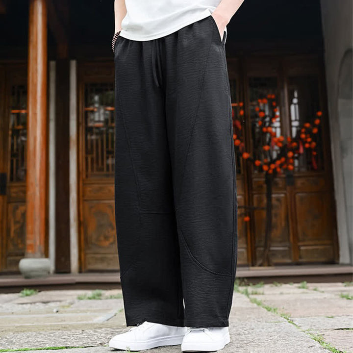 Buddha Stones Summer Casual Minimalist Drawstring Solid Ankle Pants Men's Straight Leg Pants With Pocket - image 12