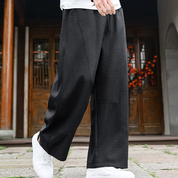 Buddha Stones Summer Casual Minimalist Drawstring Solid Ankle Pants Men's Straight Leg Pants With Pocket - image 8