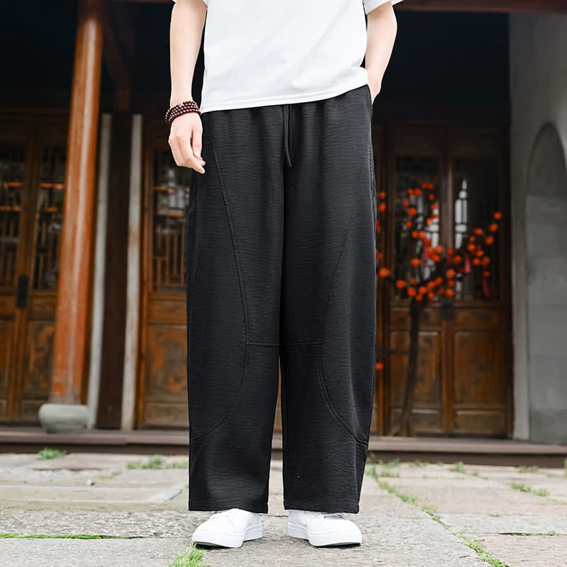 Buddha Stones Summer Casual Minimalist Drawstring Solid Ankle Pants Men's Straight Leg Pants With Pocket - image 13