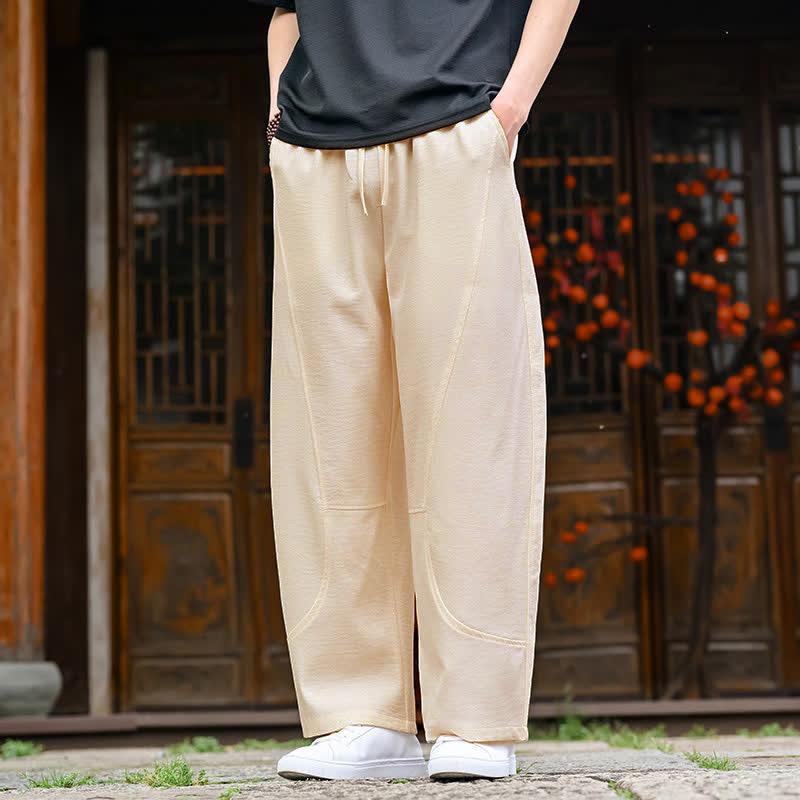 Buddha Stones Summer Casual Minimalist Drawstring Solid Ankle Pants Men's Straight Leg Pants With Pocket - image 5