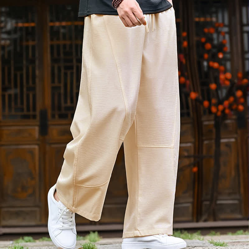 Buddha Stones Summer Casual Minimalist Drawstring Solid Ankle Pants Men's Straight Leg Pants With Pocket - image 3