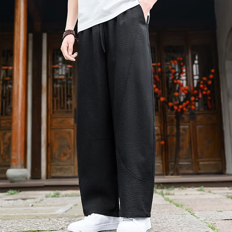 Buddha Stones Summer Casual Minimalist Drawstring Solid Ankle Pants Men's Straight Leg Pants With Pocket - image 10