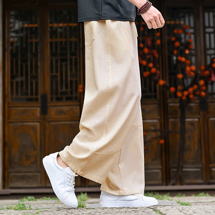 Buddha Stones Summer Casual Minimalist Drawstring Solid Ankle Pants Men's Straight Leg Pants With Pocket - image 4