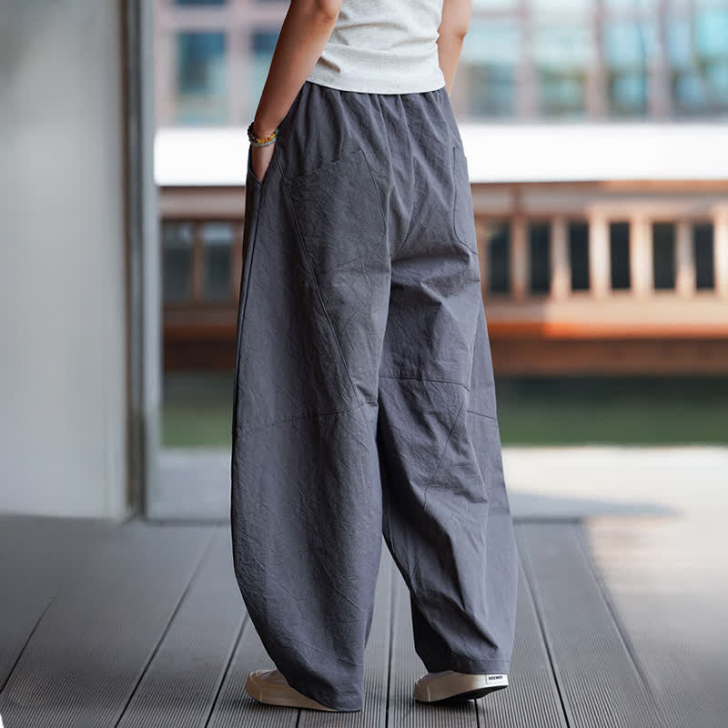 Buddha Stones Summer Casual Drawstring Solid Cotton Cropped Pants Men's Harem Pants With Pocket - image 2