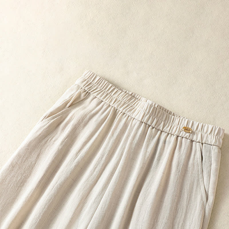 Buddha Stones Summer Casual Vintage Embroidery Floral Cropped Pants Women's Straight Leg Pants With Pocket - image 9