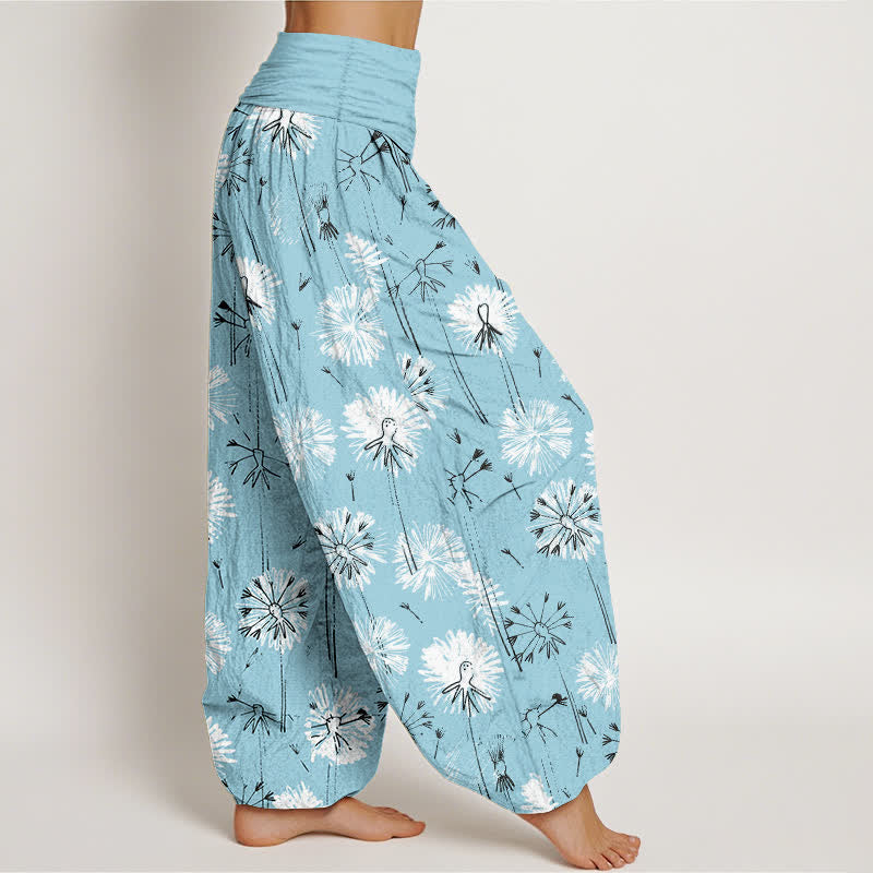 Buddha Stones Pure Cotton Dandelion Burst Pattern Women's Elastic Waist Harem Pants - image 2