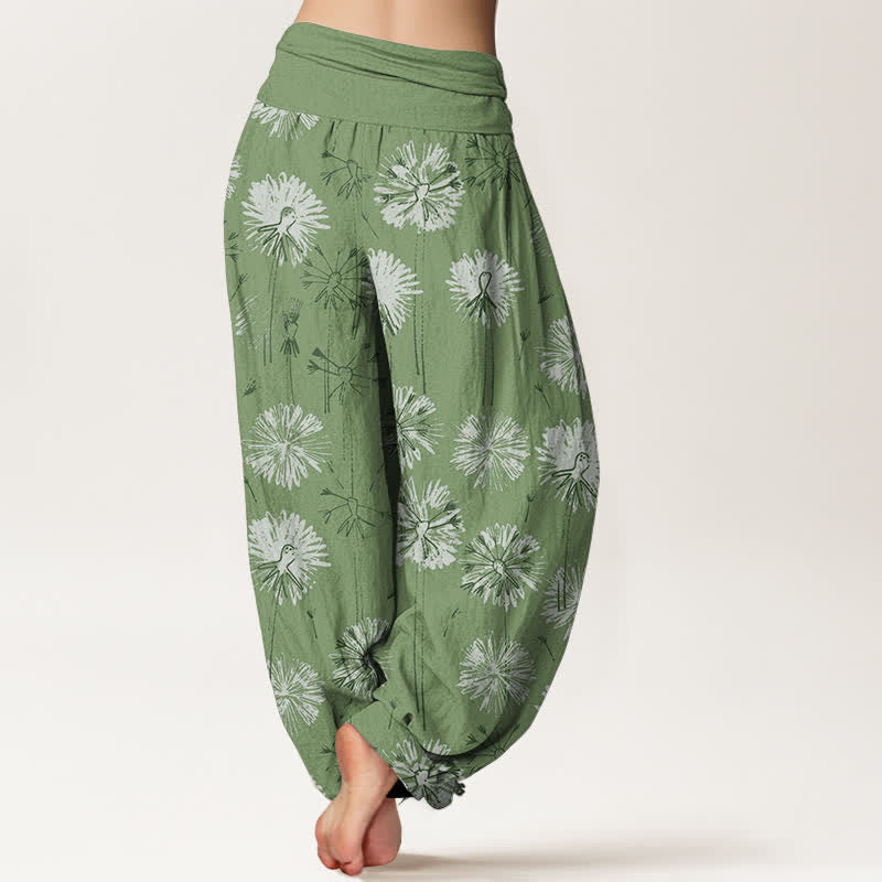 Buddha Stones Pure Cotton Dandelion Burst Pattern Women's Elastic Waist Harem Pants - image 9
