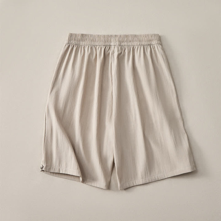 Buddha Stones Summer Casual Minimalist Drawstring Elastic Waist Solid Men's Shorts With Pocket - image 3
