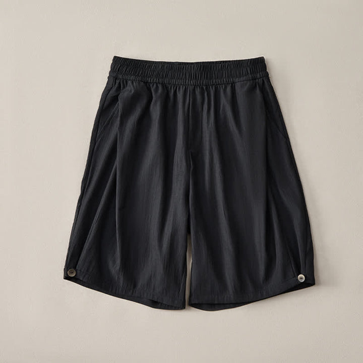 Buddha Stones Summer Casual Minimalist Drawstring Elastic Waist Solid Men's Shorts With Pocket - image 9