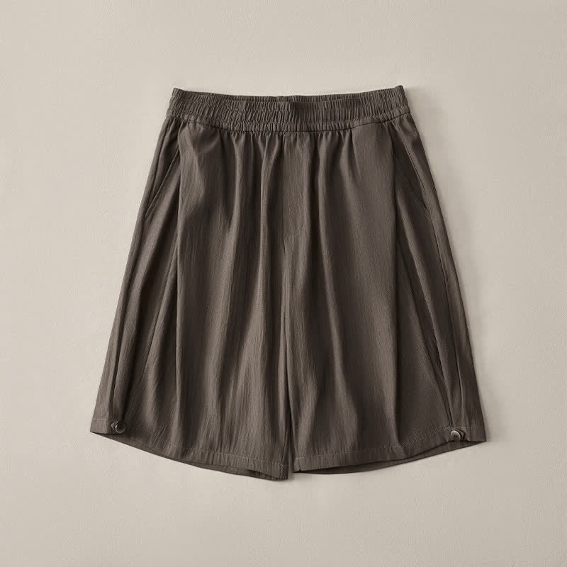 Buddha Stones Summer Casual Minimalist Drawstring Elastic Waist Solid Men's Shorts With Pocket - image 18
