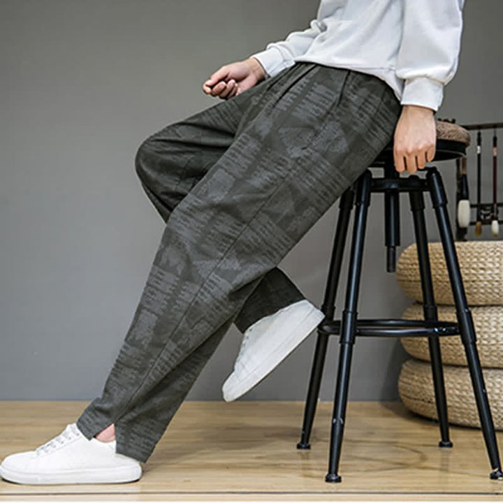 Buddha Stones Spring Summer Casual Vintage Geometric Long Pants Men's Straight Leg Pants With Pockets - image 6