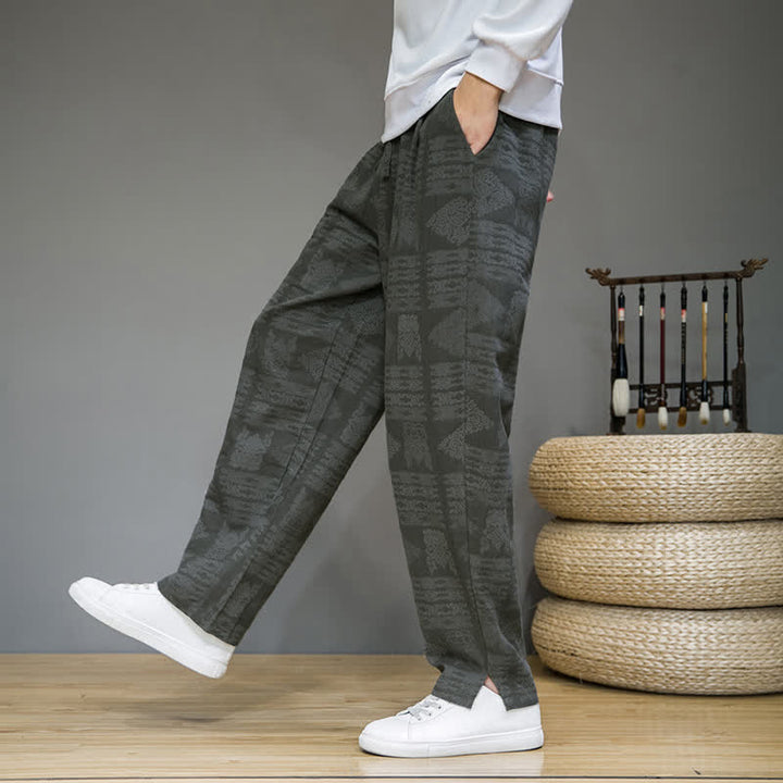 Buddha Stones Spring Summer Casual Vintage Geometric Long Pants Men's Straight Leg Pants With Pockets - image 5