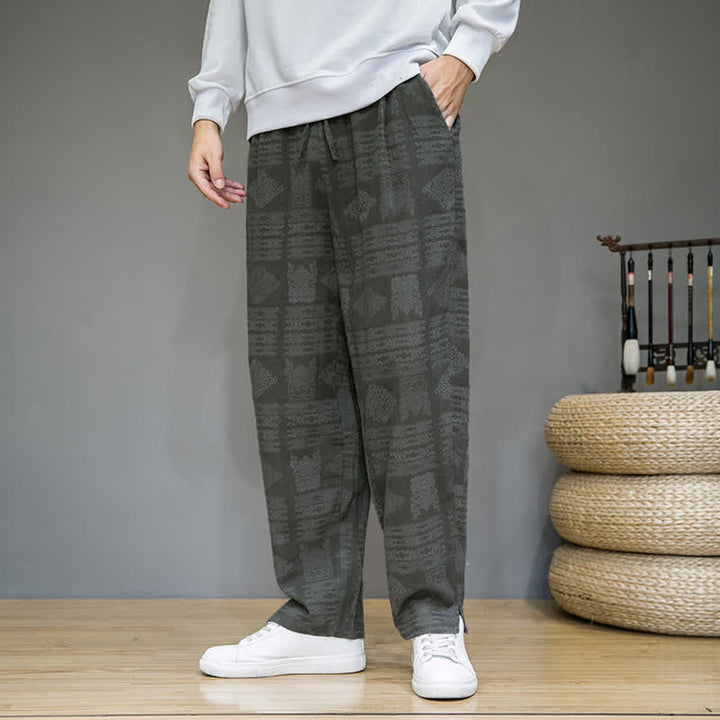 Buddha Stones Spring Summer Casual Vintage Geometric Long Pants Men's Straight Leg Pants With Pockets - image 2