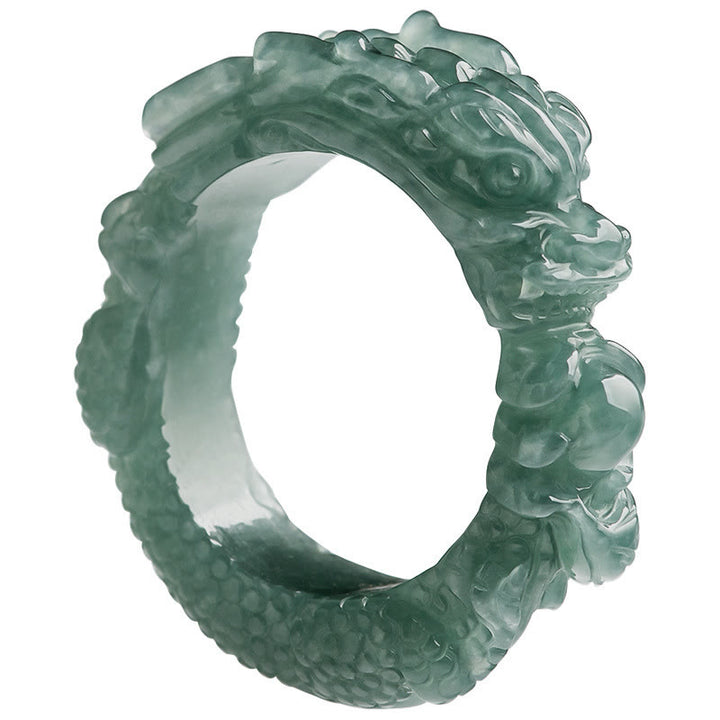Buddha Stones Natural Jade Dragon Success Ring - image 10