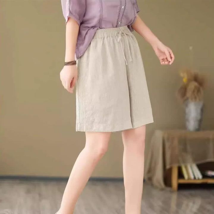Buddha Stones Summer Casual Drawstring Solid Women's Shorts With Pocket - image 21