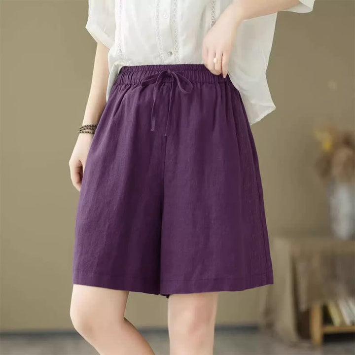 Buddha Stones Summer Casual Drawstring Solid Women's Shorts With Pocket - image 17