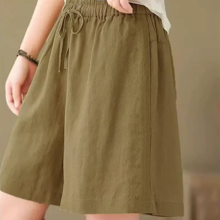 Buddha Stones Summer Casual Drawstring Solid Women's Shorts With Pocket - image 4