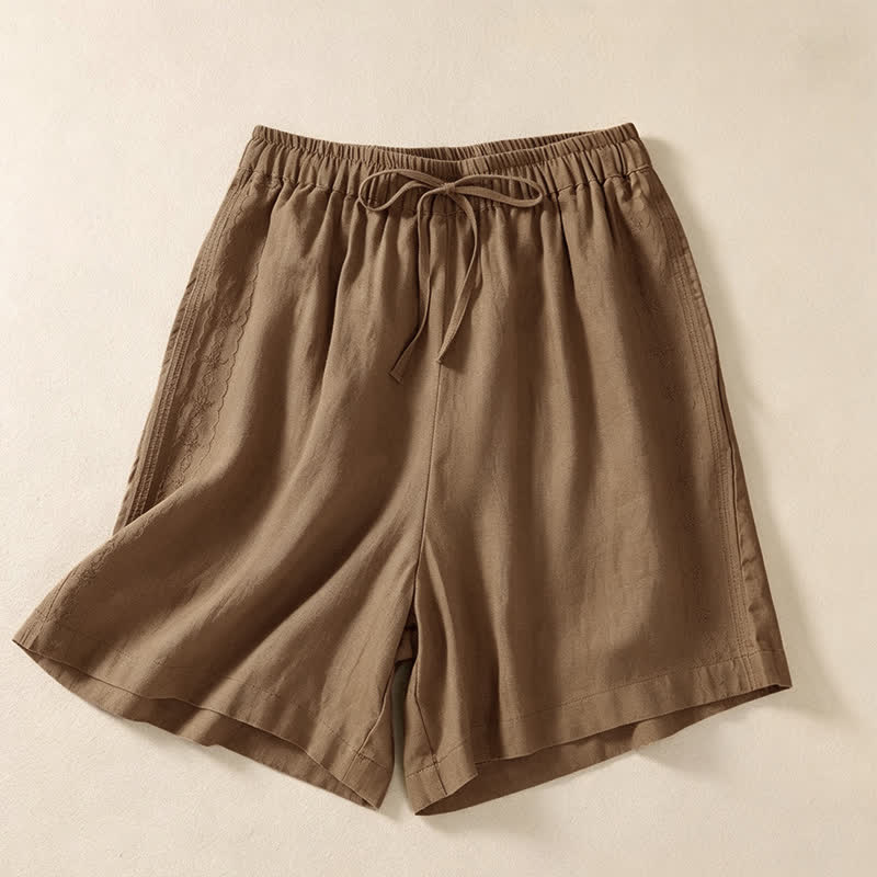 Buddha Stones Summer Casual Drawstring Solid Women's Shorts With Pocket - BurlyWood - US12, UK/AU16, EU44 (3XL) - image 10