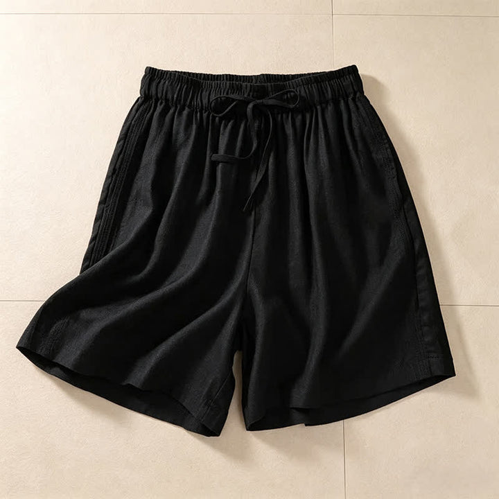 Buddha Stones Summer Casual Drawstring Solid Women's Shorts With Pocket - Black - US12, UK/AU16, EU44 (3XL) - image 5