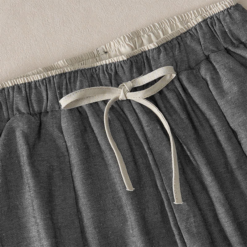 Buddha Stones Summer Casual Minimalist Drawstring Solid Cropped Pants Women's Harem Pants With Pocket - image 11