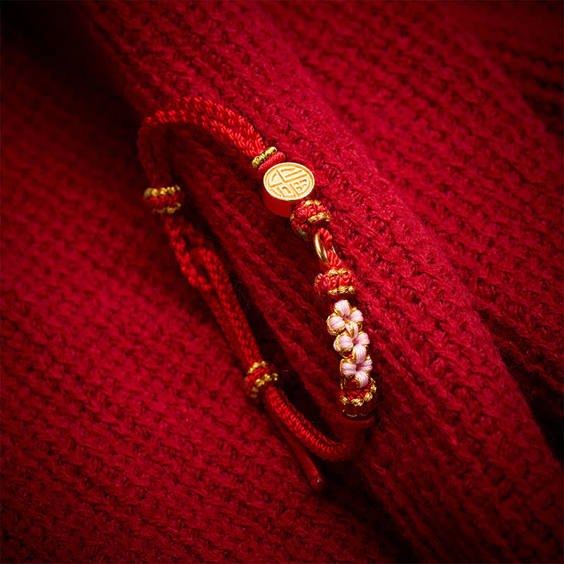 Buddha Stones Fu Character Copper Coins Red String Blessing Bracelet - image 3