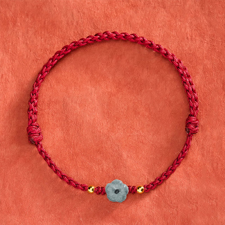 Buddha Stones Jade Flower Red String Blessing Bracelet - image 1