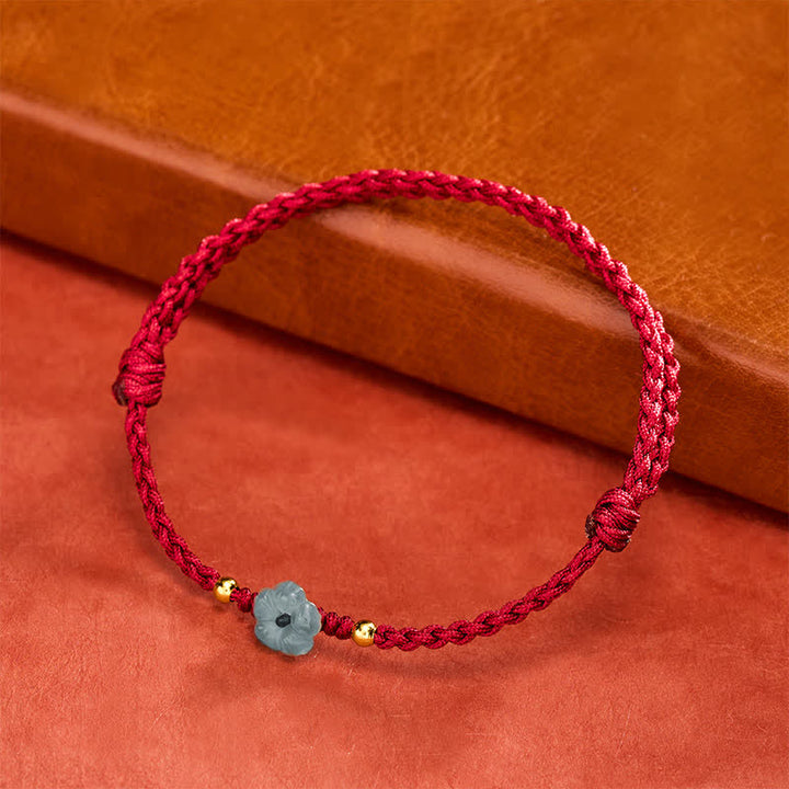 Buddha Stones Jade Flower Red String Blessing Bracelet - image 2