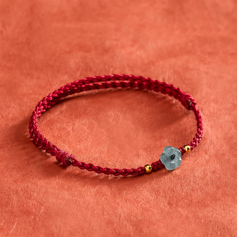 Buddha Stones Jade Flower Red String Blessing Bracelet - image 3