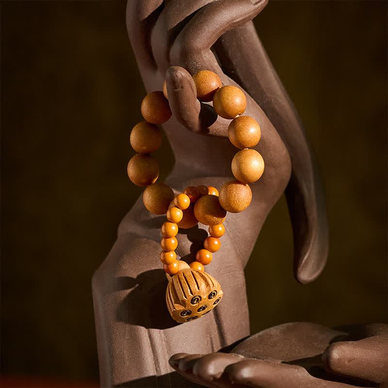 Buddha Stones Green Sandalwood Lotus Pod Healing Hand-Polished Tactile Meditation Beads Decorations - image 9
