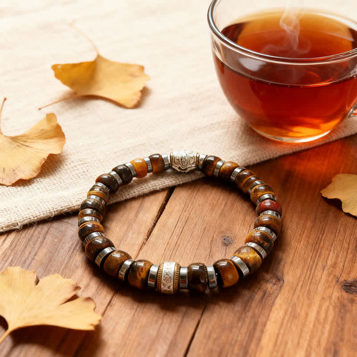Buddha Stones Natural Tiger Eye Antique Silver Lion Confidence Bead Bracelet - image 2