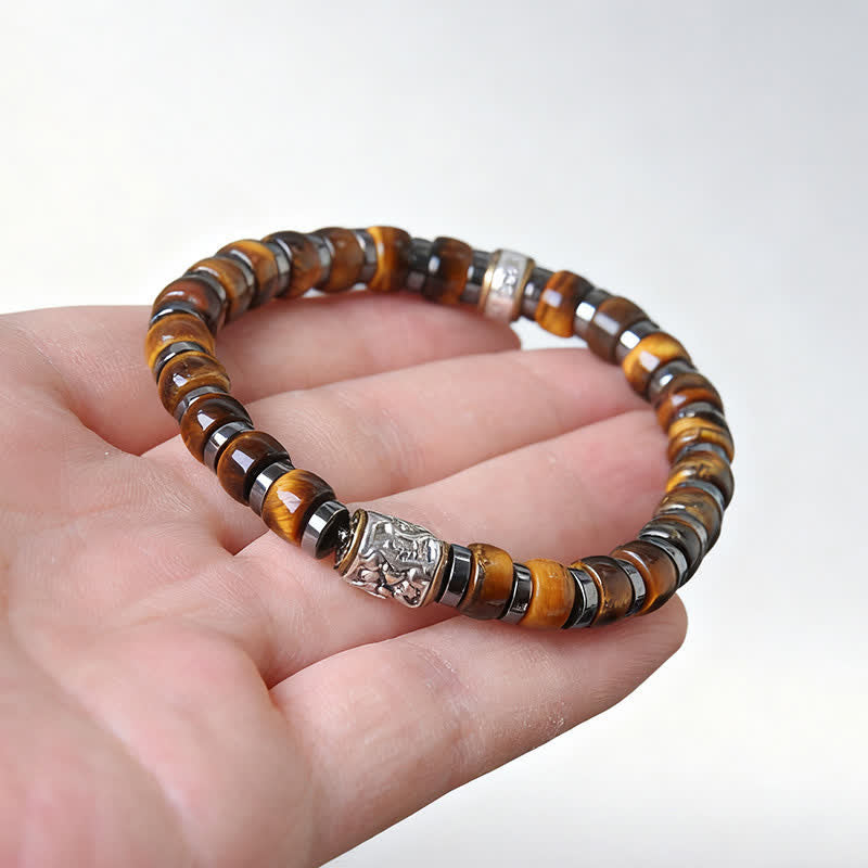 Buddha Stones Natural Tiger Eye Antique Silver Lion Confidence Bead Bracelet - image 9