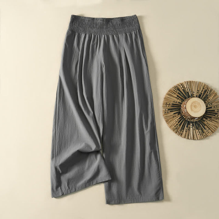Buddha Stones Spring Summer Casual Minimalist Solid Long Pants Women's Wide Leg Pants With Pocket - Gray - US12，UK/AU16，EU44 (3XL) - image 14